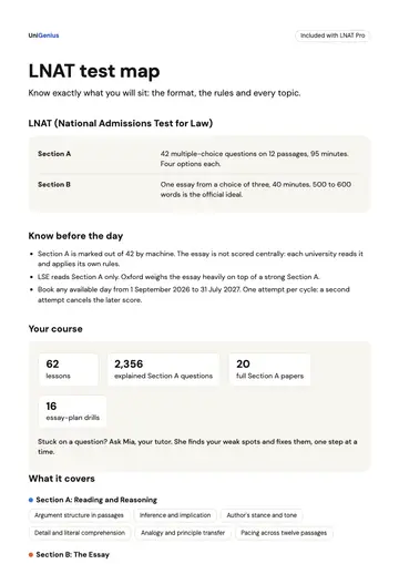 Page one of the LNAT test map